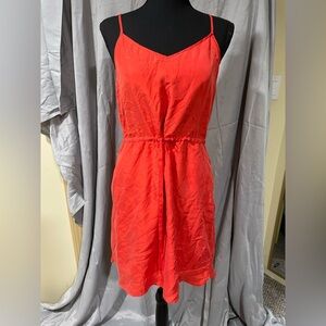 Madewell Red Orange Silk Midi Dress